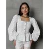 Fashion Women Shirt New Ladies Square-Neck Puff-Sleeve Women Blouse, Spring Girls Clothing