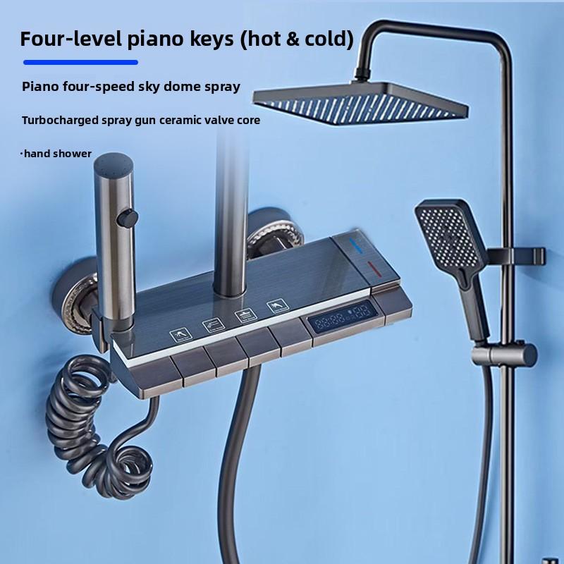 Bathroom Shower Set Piano Key Rainlfall Bath Showers System Set Apartment Bathtub Shower Faucet Full Set