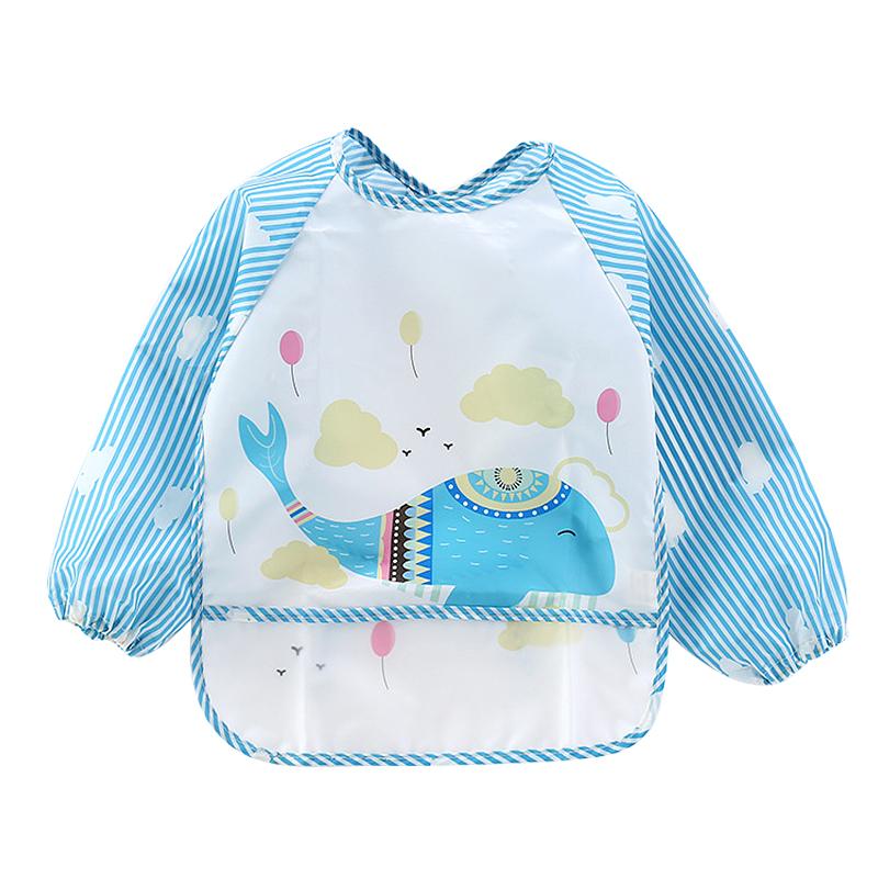 Cute Baby Bibs Toddler Baberos Bavoir Waterproof Long Sleeve Apron Cartoon Animals Children Feeding Smock Bib Baby Stuff 0-3Y