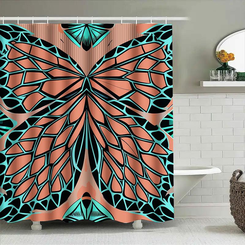 

Modern Bath Shower Curtain Waterproof with Butterfly Design for Bathroom Decor Black Blue Pink Red Green Yellow White Size180x24 90x180cm