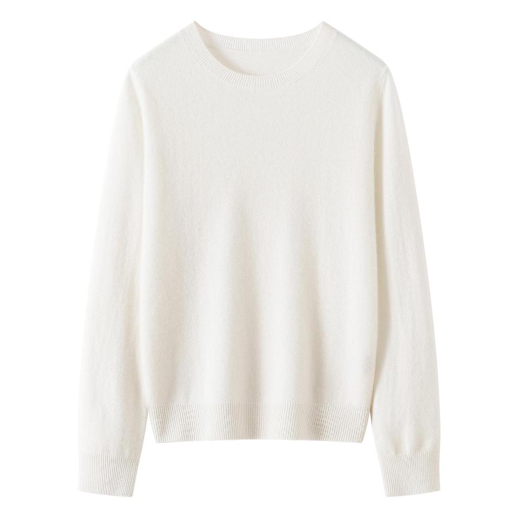 Lekasha Women's 100% Pure Cashmere 12-Gauge Knitted Round Neck Sweater