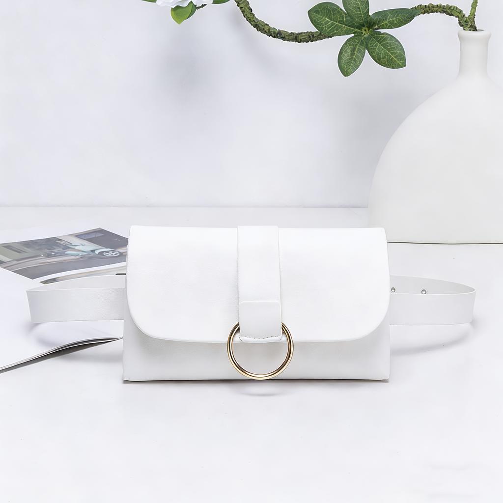 Stylish And Minimalist Solid Color Waist Bag for Women, Featuring a Unique Iron Ring Design, Perfect As a Gift