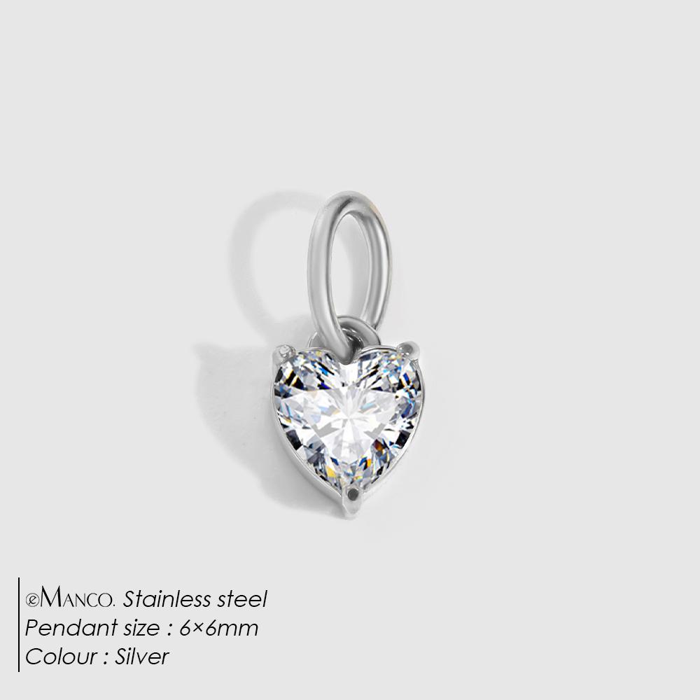 eManco 4 /6/8/10MM Stainless Steel Zircon Geometric Shape Charms Pendants Jewelry Making Supplies Diy Findings Accessories