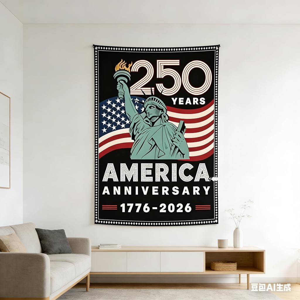America 250th Semiquincentennial Tapestry Patriotic USA Flag Print Polyester Wall Hanging for Living Room 17762026 Independen