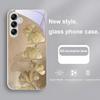 Goldene Ginkgo-Blätter für Samsung Galaxy A01 A02 A03 Core A04 A14 4G A13 54 34 31 20 25 23 22 5G S21 Ultra S20 Glas-Handyhülle