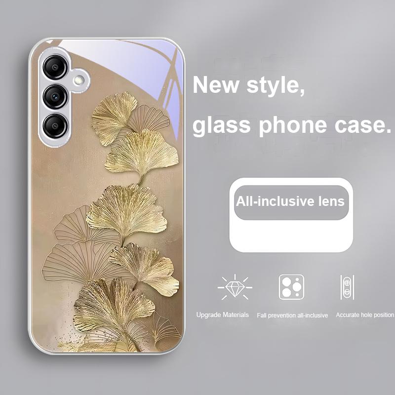 

Золотые листья гинкго для Samsung Galaxy A01 A02 A03 Core A04 A14 4G A13 54 34 31 20 25 23 22 5G S21 Ultra S20 Стеклянный чехол для телефона Samsung A10