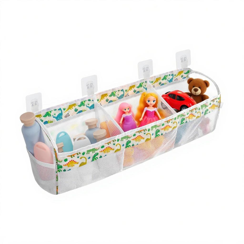 3 Compartment Horizontal Large Openings Bath Toy Organizer for Tub Capacity Upgrade Bath Storage and Holder Easy Sorting