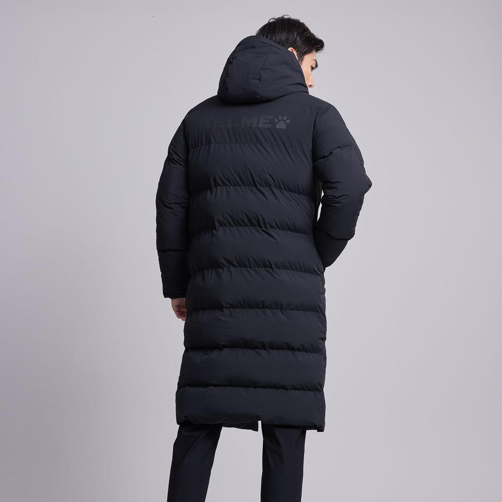 Kelme Men's Long Padded Hooded Coat for Outdoor Training, Fall/Winter (Black, L)