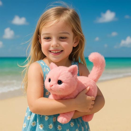 Interaktive Laufende Katze Puppe Miaut Läuft Schwanz Wedelt Berührung Sprachbefehle Miau Laufen Katzenspielzeug Heimdeko