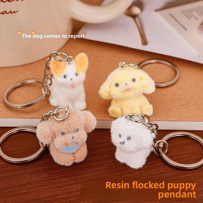 Portachiavi in Resina Peluche Cucciolo Cartone Animato, Ciondolo Decorativo Carino per Borsa Studente, Portachiavi Cuore da Ragazza