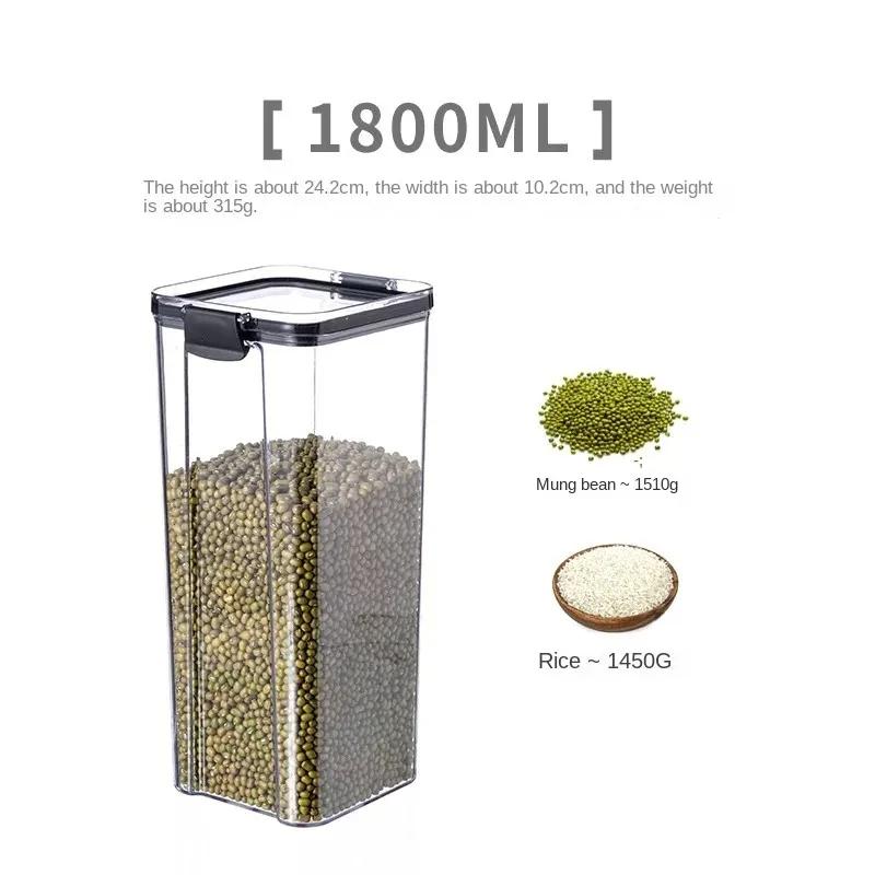 High Quality Sealed Jar Food Storage Box Transparent Plastic Kitchen Organizer Multigrain Tank Stackable Dried Sealed Storage