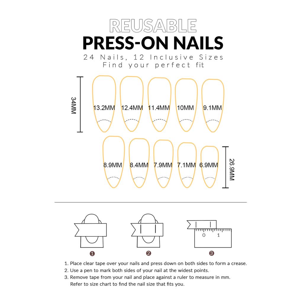 24PCS French Tip Fake Nails with Ink Crack Design Eco-Friendly ABS Material for Wedding Party
