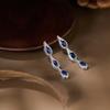 French Vintage Sapphire Y Necklace Water Drop Gradient Choker Banquet Women