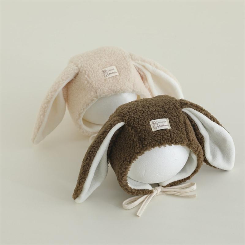 Cute Rabbits Ear Infant Hat With Thick Plush Hat Perfect For Cold Weather Headwear For Boys And Girls
