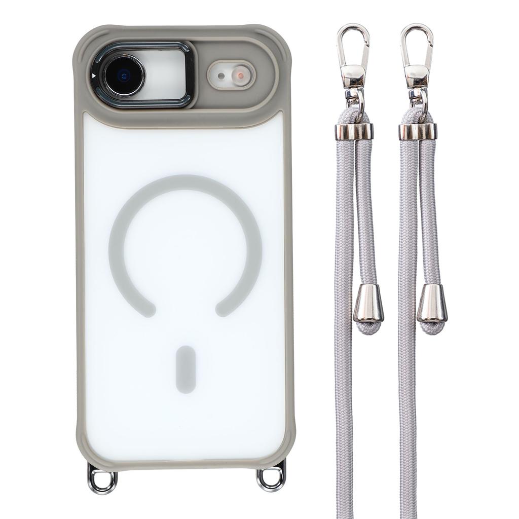 For iPhone Air Case Compatible with MagSafe PC TPU Phone Cover with Adjustable Lanyard/Camera Frame Kickstand