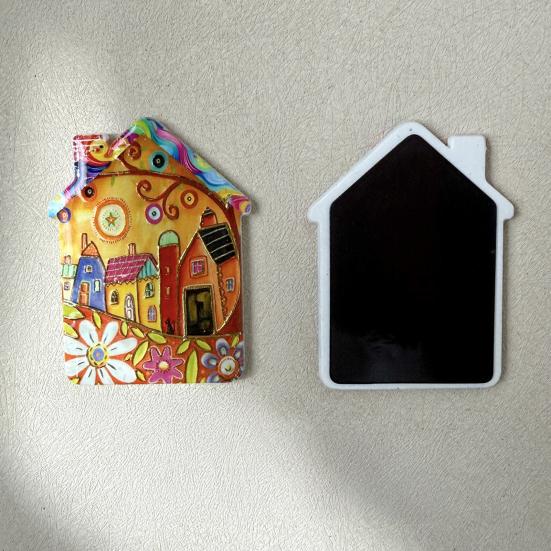 Vintage House Magnet Refrigerator Magnet, Colorful Fairy Tale Town Fridge Magnetic Kitchen Decoration Accessories Artistic Illustration