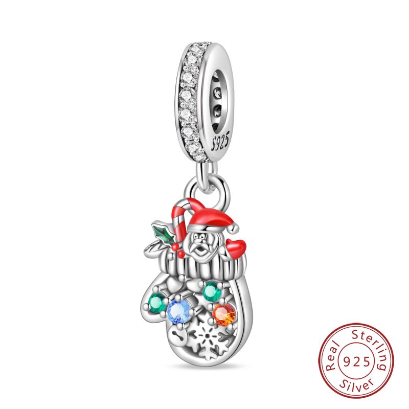 Original Copper Charms Beads Winter Snowflake Snowman Igloo Penguin Pendant Fit Bracelet Women Jewelry Gift