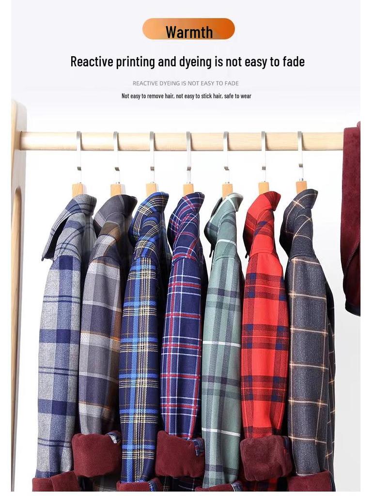 Men's Fleece-Lined Plaid Long-Sleeve Shirt