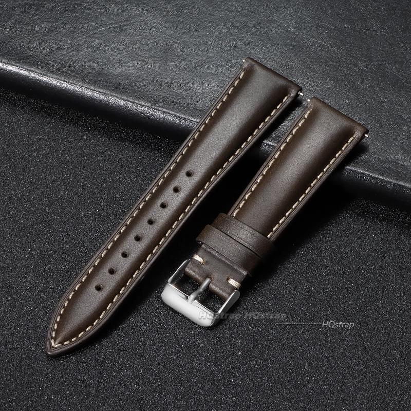 Calfskin Leather Watchband Quick Release Watch Band Wrist Strap with Silver Stainless Steel Buckle 18mm 19mm 20mm 21mm 22mm Belt
