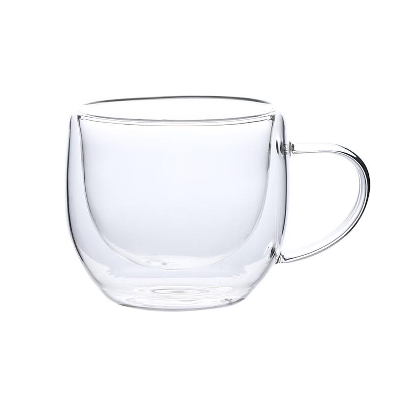 Qitai Kreative Doppelwandige Borosilikatglasbecher mit Henkel, 150 ml (2er Set)