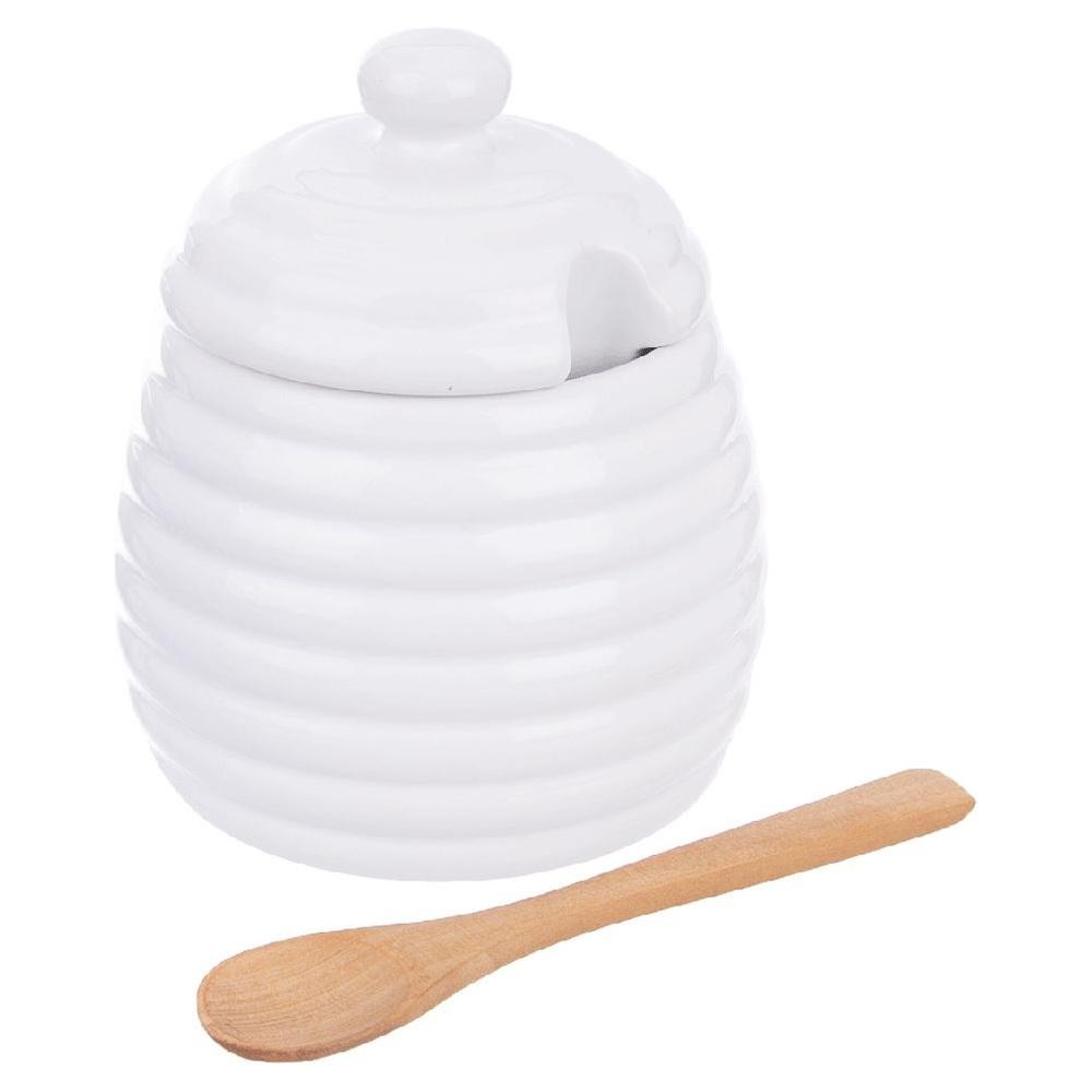 Pojemnik Porcelanowy na Miód Miodownik Nabierak do Miodu z Pokrywką