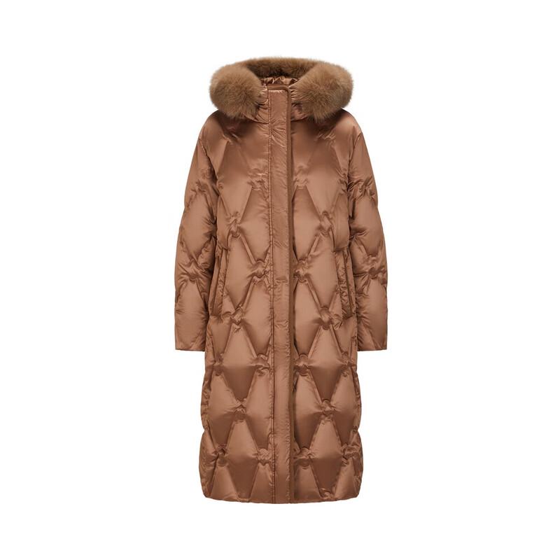 Jiuzi Annakou Elegant Hooded Fur-Collar Duck Down Winter Jacket