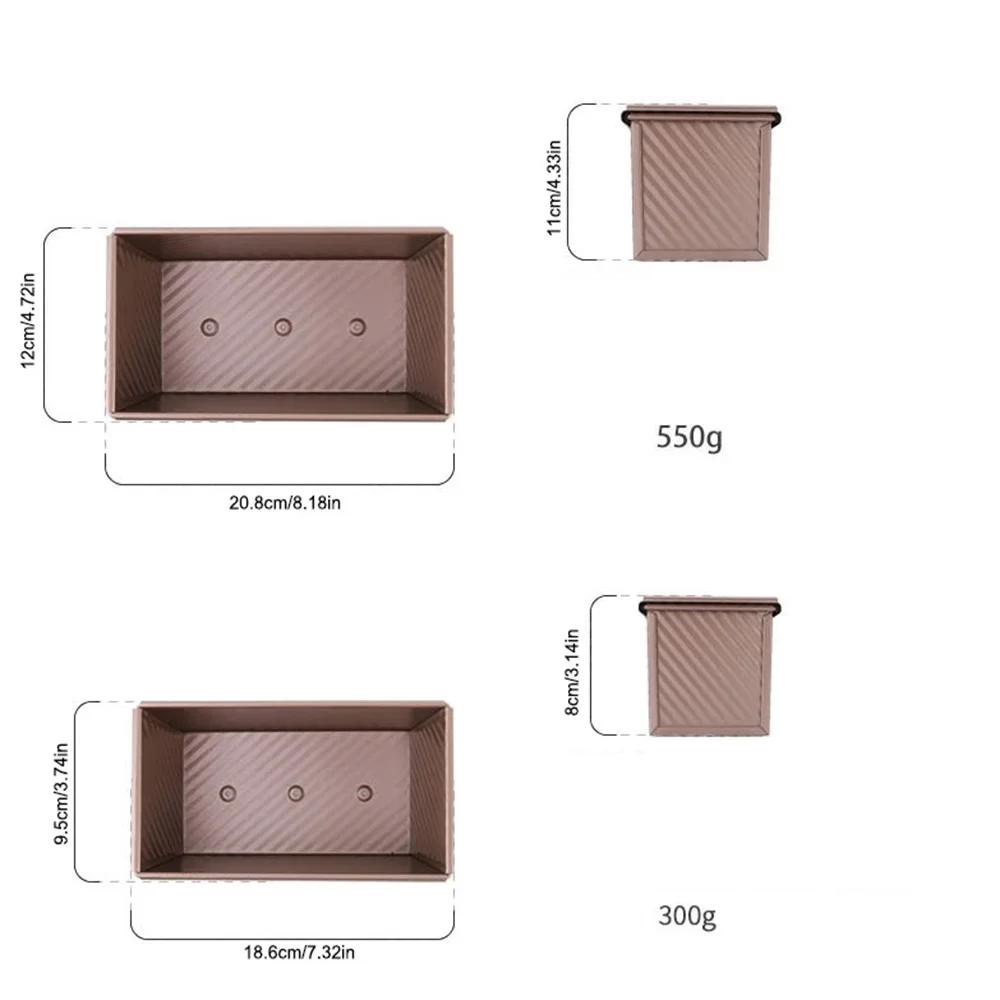 1Pcs Cake Mold Loaf Pan with Lid Non-Stick Bread Pan Carbon Steel Rectangle Aluminized Steel Bread Cake Toast Toast Box Mold