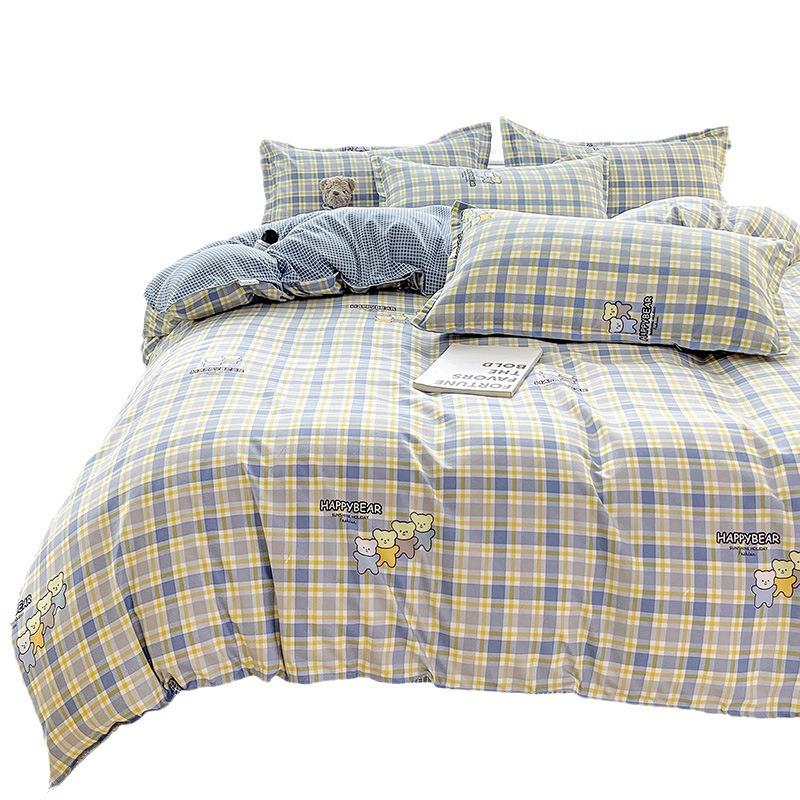 Klasse A Säuglings- und Kleinkindqualität Ins Kleiner Frischer Verdickter Abgeriebener Vier-Teile-Satz Hautfreundliche Laken Gewaschene Baumwolle Bettbezug Schlafsaal 3-teiliges Set