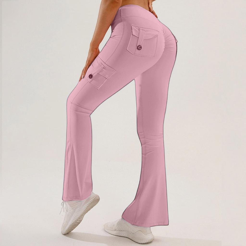 Women’s Yoga Leggings Outdoor Sports Fitness Multi-Pocket Flare Pants Work Trousers
