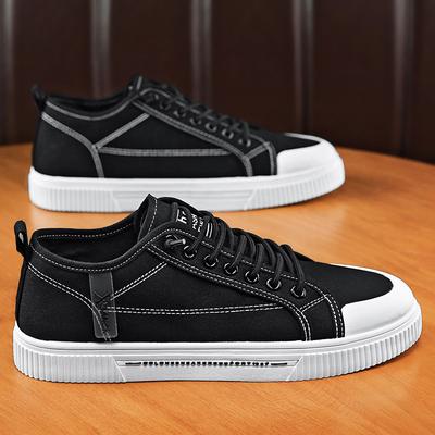 Scarpe in Tela Nera Estive da Uomo Traspiranti e Comode Suola Spessa Scarpe Sportive Casual Fondo Piatto alla Moda