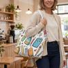 Cute School Pattern Tote Bag Large Capacity Portable Daily Use Shoulder Bag for Teens