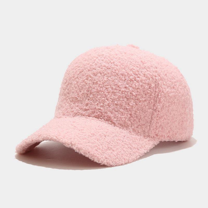 Autumn and Winter Men's and Women's Caps Thickened Warm Lamb Wool Caps Solid Color Outdoor Baseball Caps