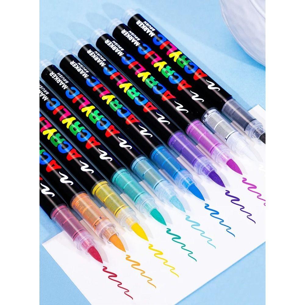 Christmas Gift Acrylic Paint Pens DIY Crafts Rock Painting Pens New Markers Brush  Wood Canvas