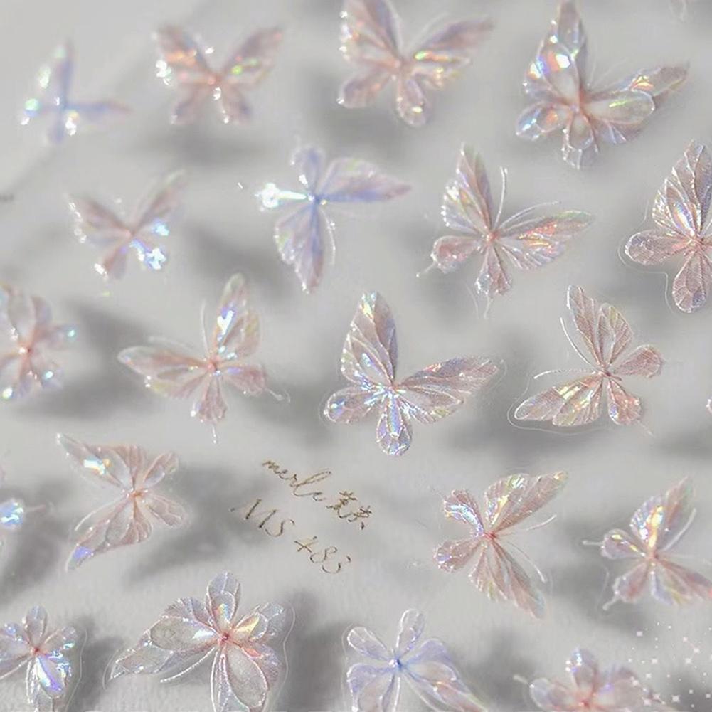 1SET Ice Crystal Nail Sticker Shiny Jelly Self Adhesive Sticker Gold Silver Bronzing Cartoon Slider For Nails Decorations