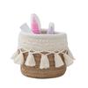 Vintage Khaki Cotton Rope Basket with Tassels Desktop Storage Organizer & Pen Holder for Home
