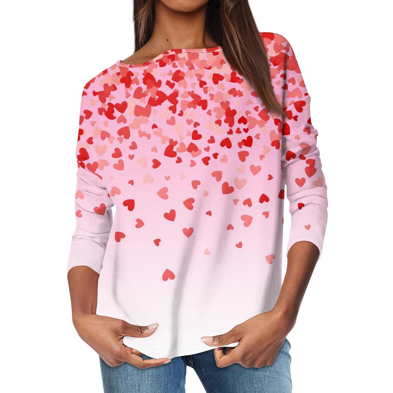 

Женский повседневный свободный топ с круглым вырезом и длинными рукавами с принтом M винный