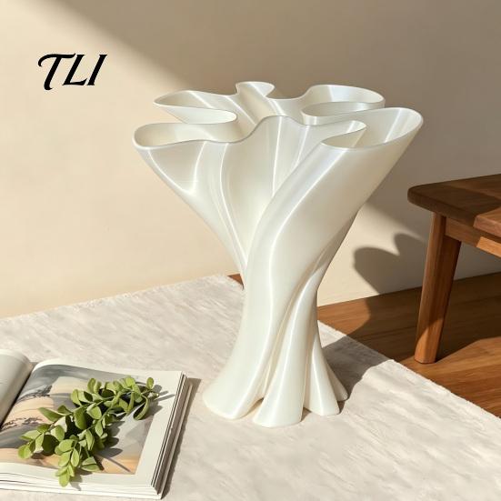 Ceramic Vases for Fresh Flowers Branches Twisted Flower Vase, 3D Printed Irregular Table Decor, Creative Holiday Gifts Lovers Modern Decorative