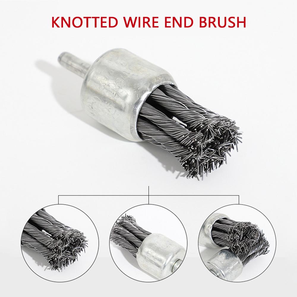 

Wire Wheels Brush 3 Pcs Knotted Wire End Brush Sizes 0.7 1.0 1.2 1 4 Inch Round Shank Drill Bit Wire Brush for