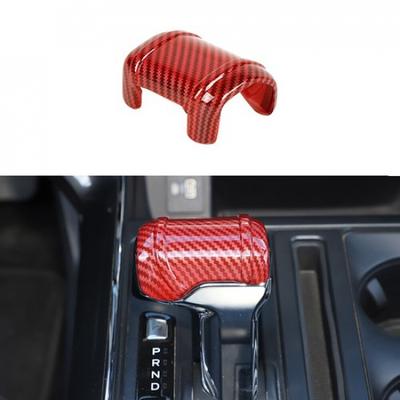 Gear Shift Head Knob Cover Trim Accessories For Ford F150 + Red Carbon Fiber