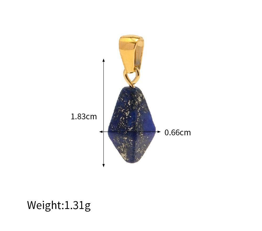 Wind Hand-Cut Geometric Blue Gold Powder Gold Stone Pendant Diy Titanium Steel Non-Fading Necklace Jewelry