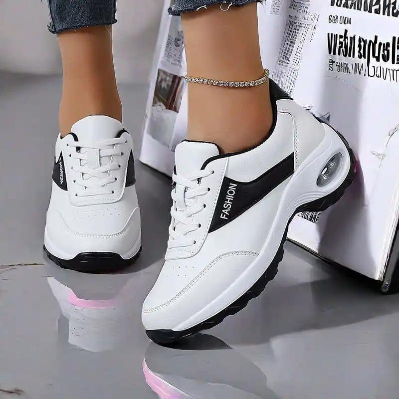 Fashion Synthetic Leather PU Leather Women Lace-up Sneakers Casual Ladies Moccasin Shoes 12 Size Sports Sport Items Tenes Mascolino