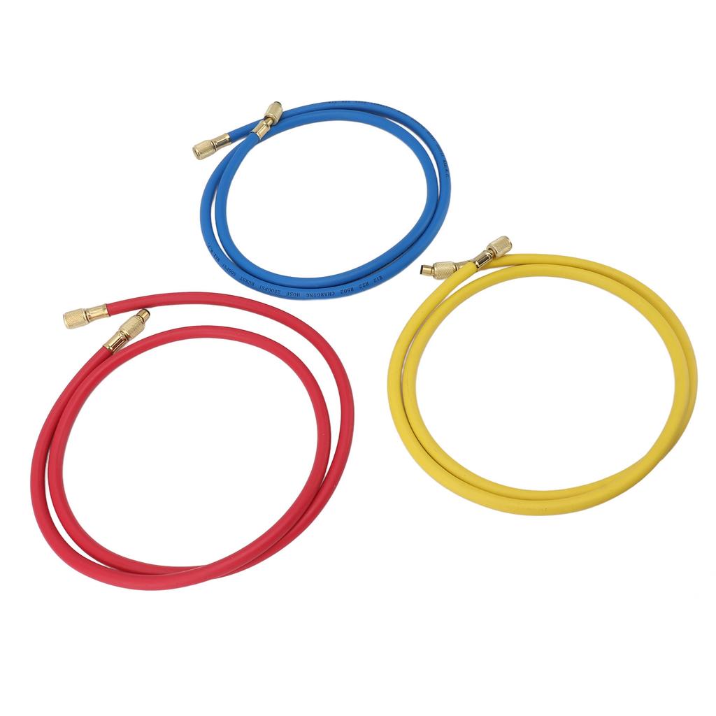 3pcs 150cm Refrigerant Charging Hose Air Conditioner Charging Hose 1 4in Fits for R12 R22 R502 Refrigerants Blue Red