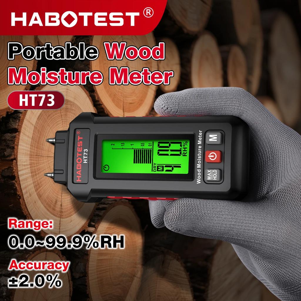 Pin Type Digital Wood Moisture Meter 0-99.9% Wood Humidity Tester Timber Building Materials Moisture Detector 3-Color Backlight