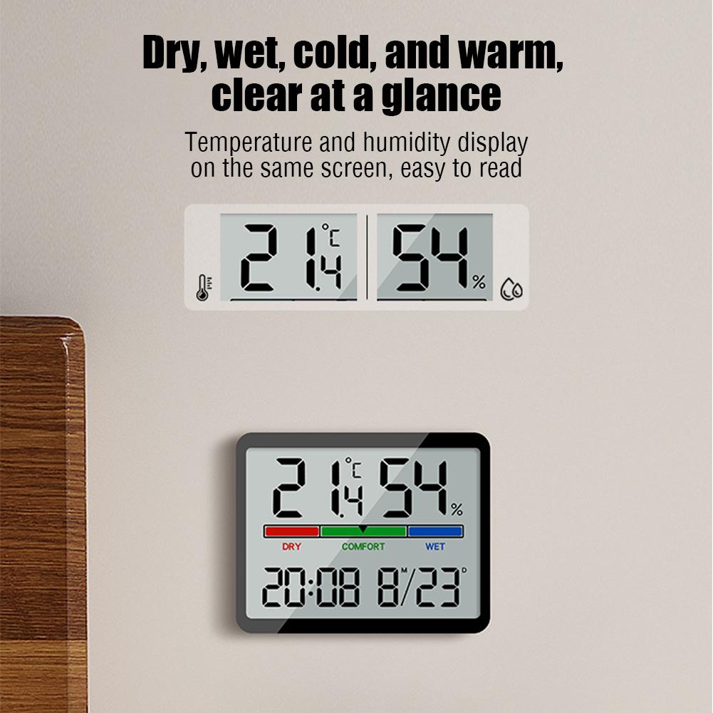 Ultra Thin Digital Wall Clock Temperature Humidity Meter Multi-function Magnetic Design Large Screen Electronic Alarm Clock
