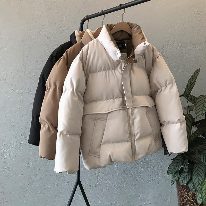 Crriflz Ladies Winter Solid Down Jacket Women Oversize Loose Coat Stand-up Collar Thick Warm Causal Chic Parka New New Style