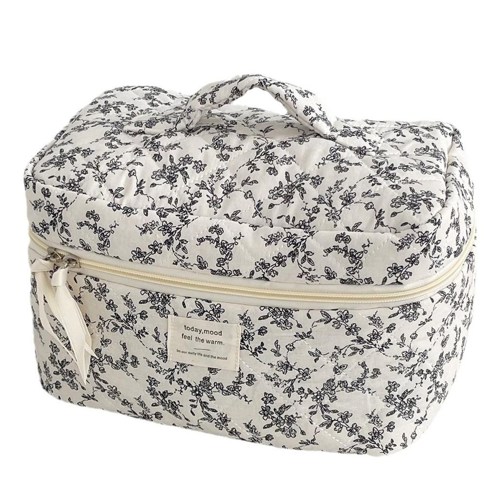 Cotton Floral Travel Makeup Bag With Large Capacity For Daily Use