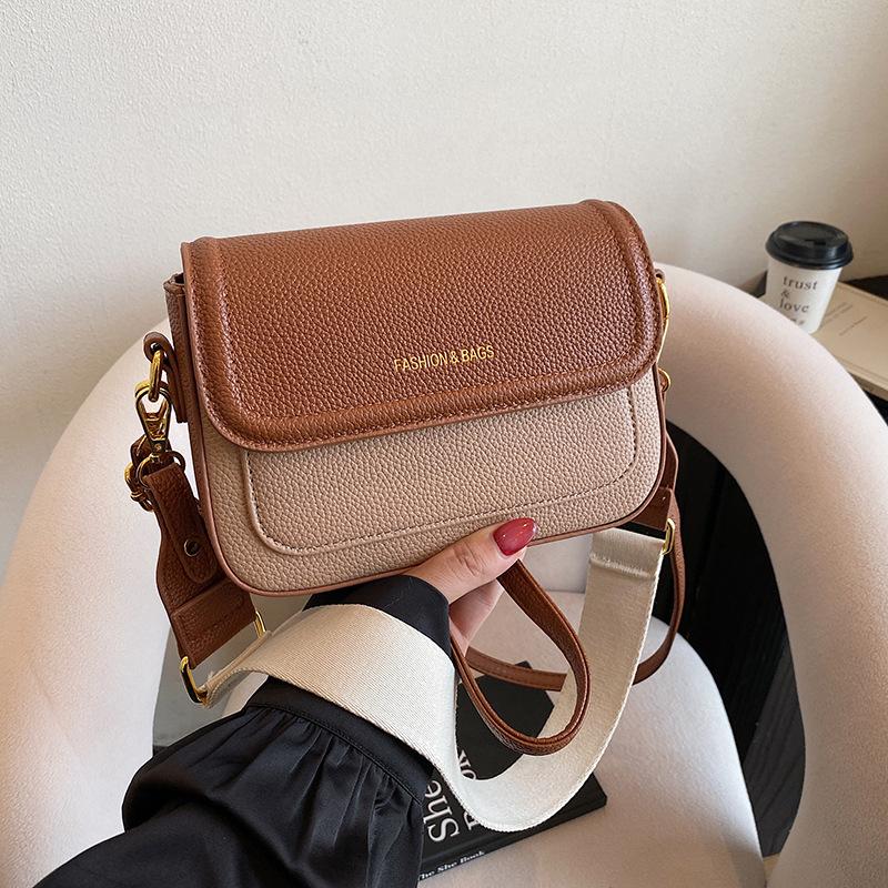 Early autumn new fashion niche ribbon contrasting color small square bag versatile single shoulder messenger women's bag
