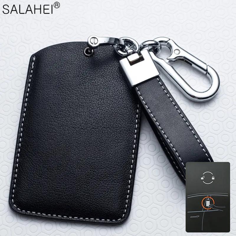 Leather Car Remote Key Fob Case Cover For Tesla Model X Model S Model 3 Car-Styling Protection Holder Shell Keychain Accessories