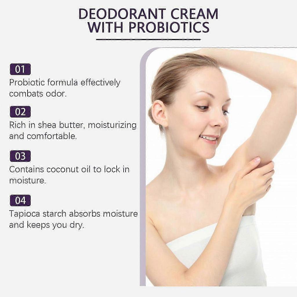 Deodorant Cream, Underarm Deodorant Cream, Everywhere Deodorant with Probiotics, Body Odor Cream, Fight Against Odors and Bacteria, Naturally Absorb M