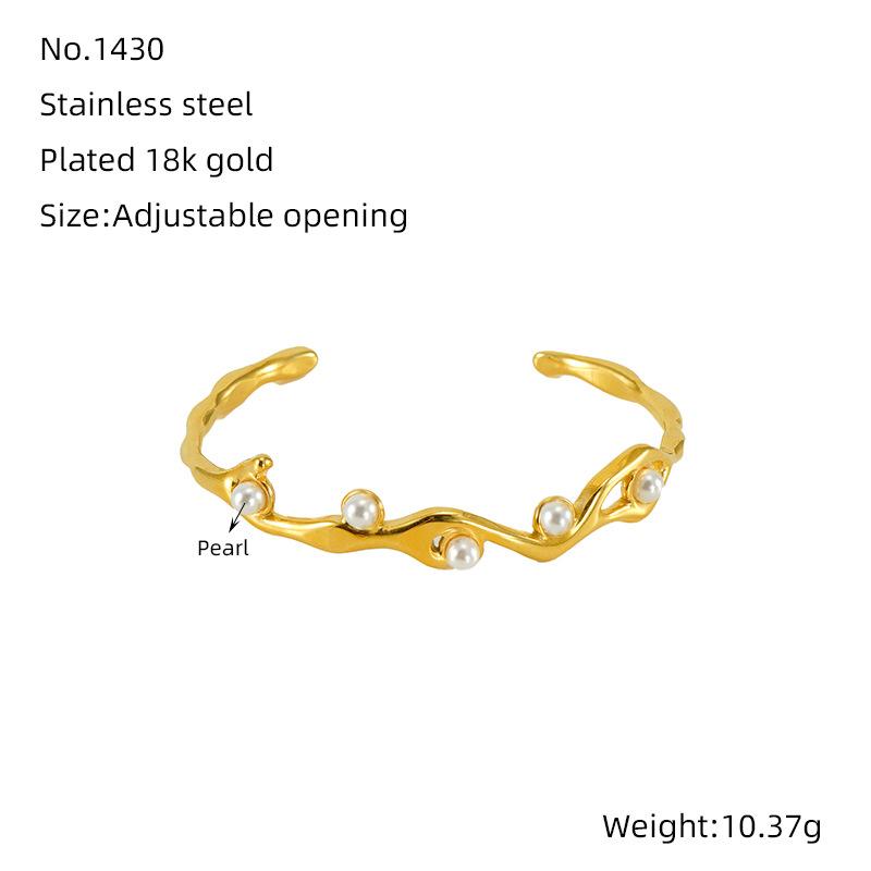 

Титановая сталь легкий роскошный темперамент изысканный браслет из нержавеющей стали жемчуг усовершенствованный дизайн чувство модный универсальный индивидуальный браслет золотой